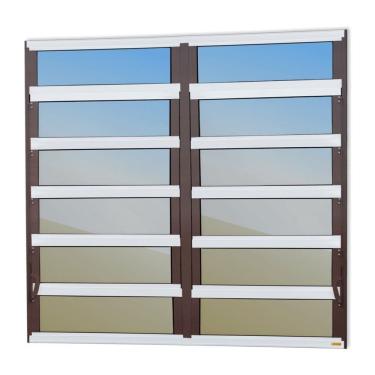 Imagem de Janela De Aluminio Basculante 2 Seções Elite Vidro Reflex 120cm X 150cm Brimak Mix Corten