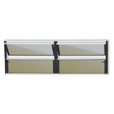 Imagem de Janela De Aluminio Basculante 2 Seções Plus Vidro Reflex 40cm X 200cm Brimak Mix Preto