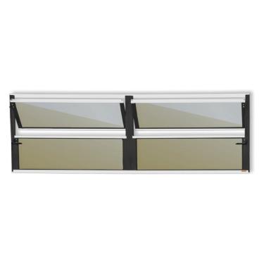 Imagem de Janela De Aluminio Basculante 2 Seções Plus Vidro Reflex 40cm X 120cm Brimak Mix Preto