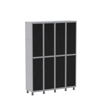 Imagem de Armário Roupeiro 8 Portas Aço Grp 504/8 Pandin Móveis Cinza/preto