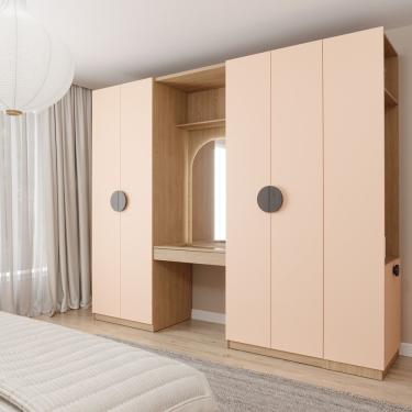 Imagem de Conjunto Modulado Joy 4 Peças Cabideiro, Penteadeira Com Espelho, Nichos, Gavetas E Sapateira Cabecasa Madeiramadeira