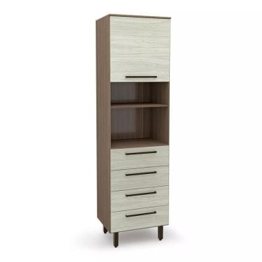 Imagem de Paneleiro 1 Porta 4 Gavetas Evolution Plus Batrol Móveis Tannat/Legno Crema