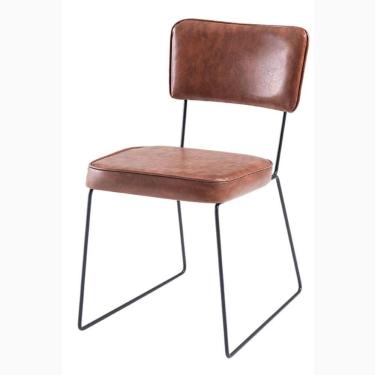 Imagem de Cadeira Roma Daf Móveis Em Assento E Encosto Em Mdf C/ Espuma D28 Courissimo Caramelo Base Aço Preto