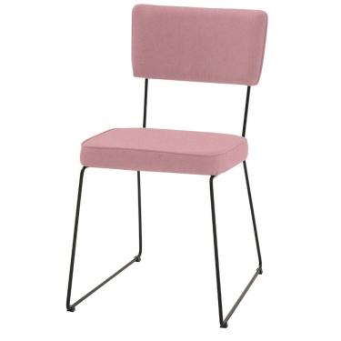 Imagem de Cadeira Roma Daf Móveis Em Assento E Encosto Em Mdf Com Espuma D28 Linho Coral Base Aço Preto