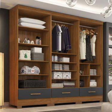 Imagem de Closet Modulado 3 Peças 3 Gavetas Smart Versatile Espresso Móveis Cinamomo/chumbo