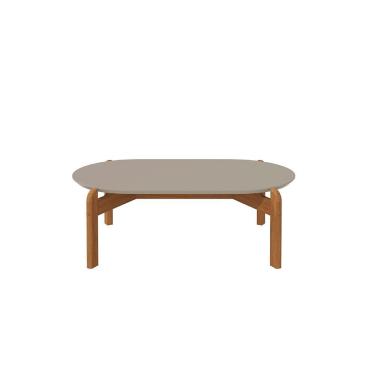 Imagem de Mesa De Centro Sala Lizz Oblonga Com Pés De Madeira Maciça Off White cedro