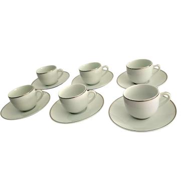 Imagem de Conjunto Xícaras Com Pires Chá 220ml 12 Peças Fio Prata