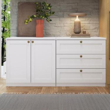 Imagem de Cômoda Infinity 2 Portas 3 Gavetas 100% Mdf Branco Fosco - Genialflex,