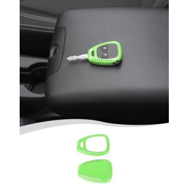 Imagem de Hoolcar Capa de porta-chaves com controle remoto para Jeep Wrangler JK JKU 2007-2017, Jeep Compass 2008-2016, Jeep Patriot 2011-2016, verde claro