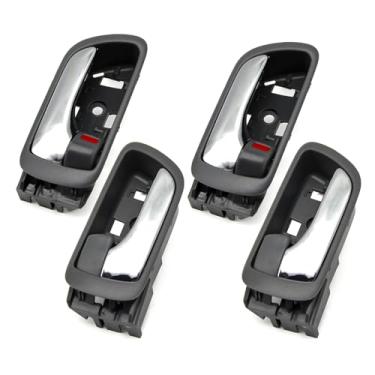 Imagem de HEDORANCE Conjunto de 4 maçanetas de porta interior para Toyota Camry 2002 2003 2004 2005 2006, tração traseira dianteira e lado do passageiro cinza com alavanca cromada substitui # 69206AA021B2