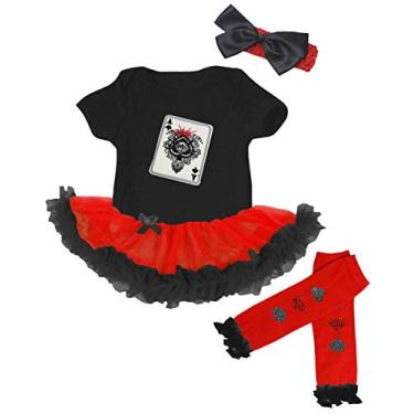 Imagem de Petitebella Spades Ace Poker Card Body tutu vestido de bebê polaina Nb-18 m, preto/vermelho e preto, 3-6 Months