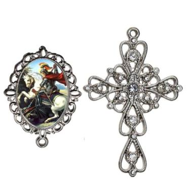 Imagem de Crucifixo Arabesco Terço de Noiva Relicario São Jorge Peças para Monta