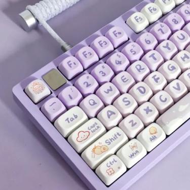 Imagem de Gliging Keycaps 142 Teclas Coelho Roxo Fofo Perfil Moa Sublimação De Tinta Para Interruptores Cherry Mx Teclado Mecânico