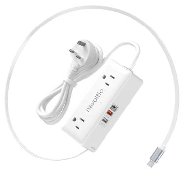 Imagem de navoltio Adaptador De Tomada Eua-Reino Unido, Tipo G Para Viagem (Pd 20W), Cabo Usb C Retrátil Com 4 Tomadas Ca, 3 Carregamentos Rápidos, Pés, Irlanda, Escócia, Dubai, Inglaterra, Malta, Hong Kong
