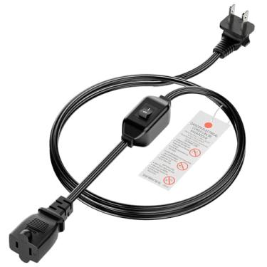Imagem de Plugrand Cabo De Extensão Para Interruptor Liga/Desliga 6 Pés, Ângulo Reto, Polarizado 2 Pinos Com Em Linha, 12 A, 125 V Carregadores/Lâmpadas/Adaptadores Energia Etc., 16 Awg