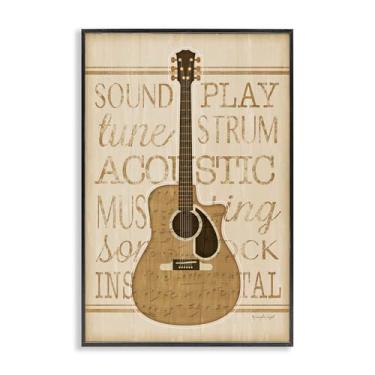 Imagem de Stupell Industries Banda de Garagem Motivo Guitarra Preto Emoldurado Giclée Design de Arte por Jennifer Pugh, 12 x 18