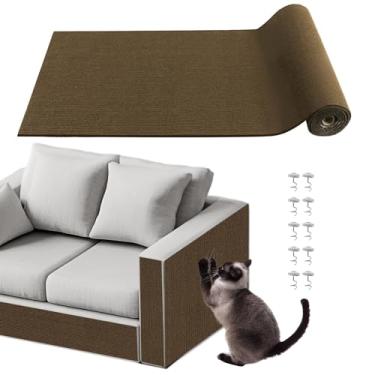 Imagem de pawstrip Tapete para arranhar gatos de 395 x 40 cm, protetor de móveis autoadesivo para arranhões, protetor de sofá de garras faça você mesmo, tapete de escalada, arranhador de canto interno para