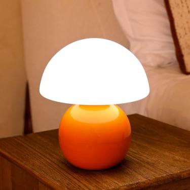 Imagem de ULAROOM Luminária Pequena Em Formato De Cogumelo, Abajur Mesa Cabeceira Com Entrada Usb E Lâmpada Led 3 Temperaturas Regulável, Decoração Estética Exclusiva Fofa Para Sala Estar, Quarto, Moderna Bas