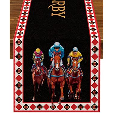 Imagem de Nepnuser Caminho De Mesa Derby Churchill Downs Decoração Para Festa Corrida Cavalos Kentucky Run For The Roses Casa Cozinha Sala Jantar (33 X 27 Cm)