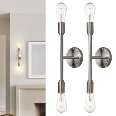 Imagem de Phansthy Conjunto De Dois Arandelas Parede, Luminárias Modernas, Luminária Banheiro 2 Luzes Sobre O Espelho, Teto/Parede Interna Para Quarto, Sala Estar (Pacote Com Escovadas)