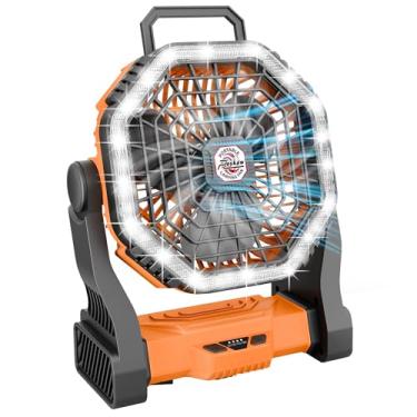 Imagem de Roykaw Ventilador de acampamento portátil com bateria recarregável de 10400 mAH, 36 horas de trabalho, luz LED ultra brilhante e sem fio, adequado para barraca, pesca, quarto, escritório, furacão