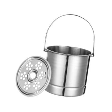 Imagem de IEUDNS Balde de gelo de metal para bebidas, balde criativo de cerveja de 1 litro com camada de filtro, barril de vinho de gelo, aço inoxidável para festa em, Prata