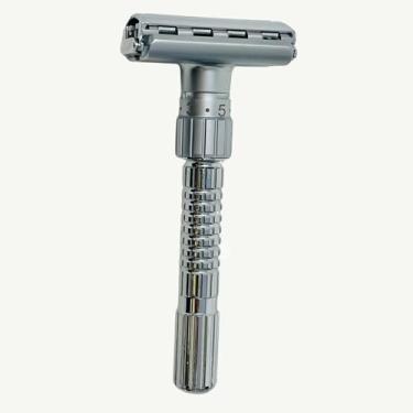 Imagem de GBS Heavy Duty punho longo Safety Razor (Projeto simples tolerâncias muito apertadas!) Todos Chrome Construção, teste padrão do diamante, 3 peça Closed Toothdesign, vem com livre 10 Blades