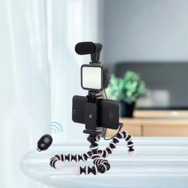 Imagem de Kit Youtuber com Tripé, LED 49 Lâmpadas e Microfone Direcional  Gravaç