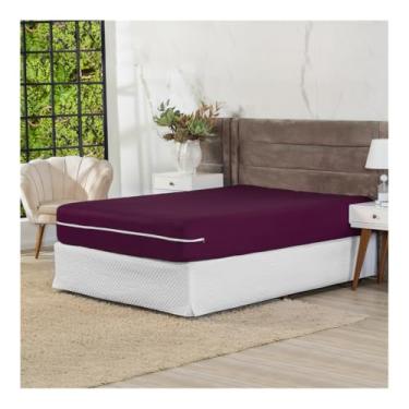 Imagem de Capa de Colchão Casal Padrão em Malha Gel Elasticada Com Zíper (Roxo)