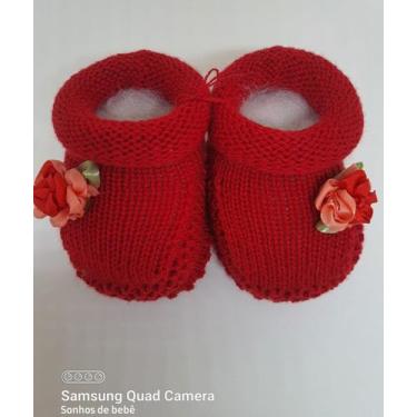 Imagem de Botinha vermelha com detalhe flor - Sonhos de bebê