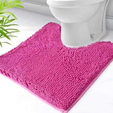 Imagem de AINAHYVA Tapete de banheiro em forma de U, tapetes de banheiro de chenille super absorventes e forro antiderrapante de PVC forte para tapetes higiênicos em forma de U, lavável na máquina, tapetes de