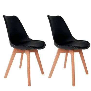 Imagem de Conjunto com 2 Cadeiras Saarinen Preta - Base Wood