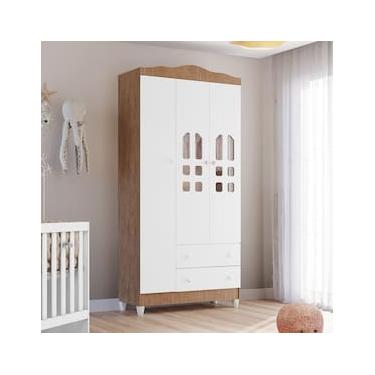 Imagem de Guarda-Roupa Infantil Carolina Baby Eloa com 3 Portas, 2 Gavetas e 4 Prateleiras – 94cm de largura