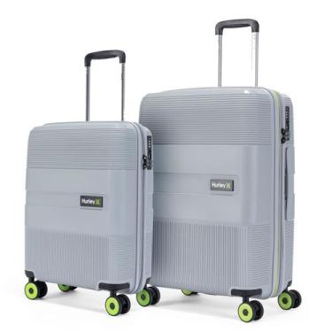 Imagem de Kit com 2 Malas de Viagem Hurley Bordo Rodinhas 360 com Cadeado Padrao