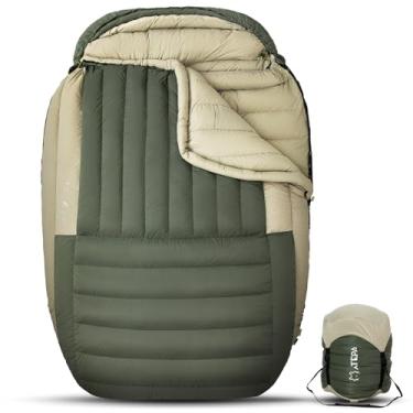 Imagem de ATEPA Saco de dormir 0 graus, Promoter 2000 700FP -9.4 °C -5.0 °C RDS – Sacos de dormir duplos leves e largos XL com saco de compressão para acampamentos de família/casal