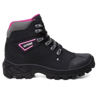 Imagem de Bota Coturno CATPRIIME de Couro com CA EPI Profissional - Preto e Rosa