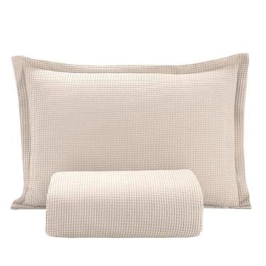 Imagem de Kit Colcha Solteiro Döhler Piquet 100% Algodão Bege 2 peças