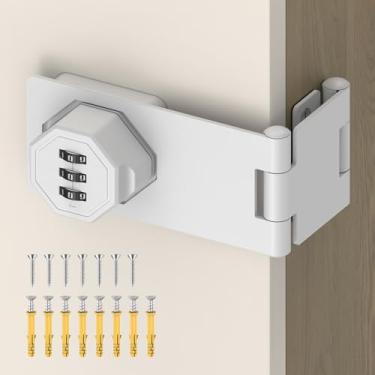 Imagem de BiceNoning Fechadura de armário de combinação de 3 dígitos de 90 graus, trava dobrável sem chave de liga de zinco, trava de porta giratória de segurança com senha para armário de arquivos de