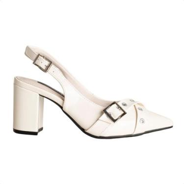 Imagem de Scarpin Feminino Slingback - Via Marte, Verniz marfim, 38