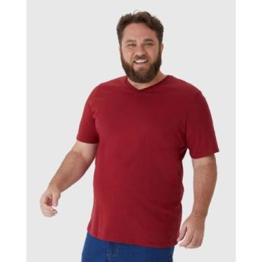 Imagem de Camiseta Básica Masculina Malwee Plus Size Gola V Ref. 87848, Vermelho