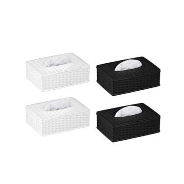 Imagem de Kit 4 Porta Lenços Umedecidos Plástico Rattan Cores - Panamby, Dual