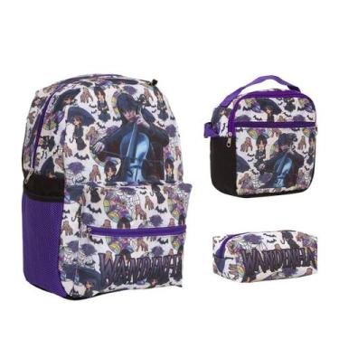 Imagem de Kit Mochila Infantil Wandinha Costas Lancheira Estojo Grande - TOYS 2U