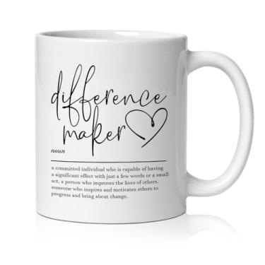 Imagem de BEHIFL Difference Maker Gifts Caneca de café, agradecimento agradecimento presentes para colegas de trabalho professor chefe, definição de criador de diferença, caneca de chá de café de cerâmica 325