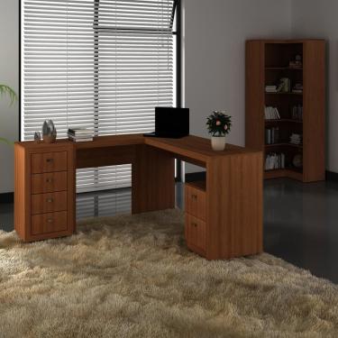Imagem de Escritório com Mesa para Computador e Armário Canto Amendoa - FdECOR