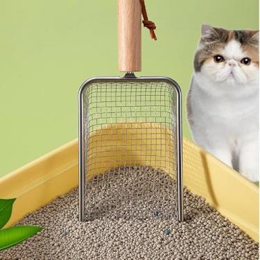 Imagem de Pá Higiênica De Areia para Gatos Peneira Coletora Aço Inox