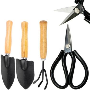 Imagem de Kit Jardinagem Jardim Tesoura Poda Ancinho Pazinha Cultivo - Top Rio, 