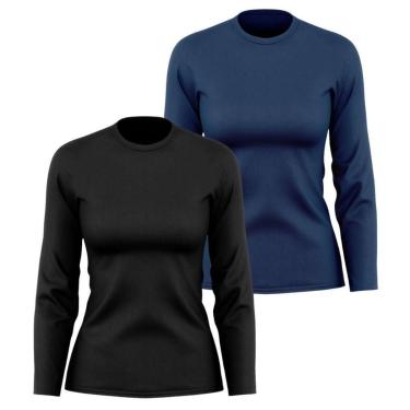 Imagem de Kit 2 Camisetas Manga Longa Segunda Pele Feminina Lisa Dry Academia Fit-Feminino