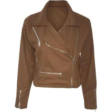 Imagem de Jaqueta De Couro Feminina Jaqueta Slim Jaqueta Biker Jaqueta Outono Jaqueta De Transição Moda Casaco Com Capuz, x01-brown, XXL
