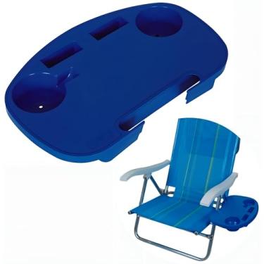 Imagem de Mor - Mesa Portátil Para Cadeira de Praia – Apoio com Porta-Copos e Porta-Objetos, Encaixe Rápido, Plástico Resistente, Ideal para Praia, Camping e Piscina.