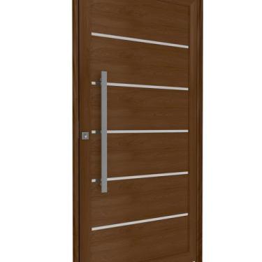 Imagem de Porta de Alumínio Pivotante Lambri 215cm X 105cm Friso e Puxador de 80